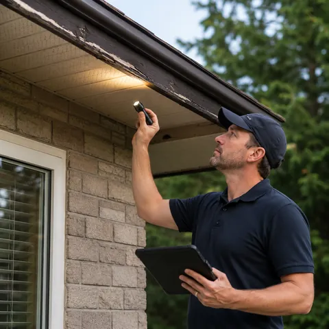 Free fascia inspection with flashlight and tablet